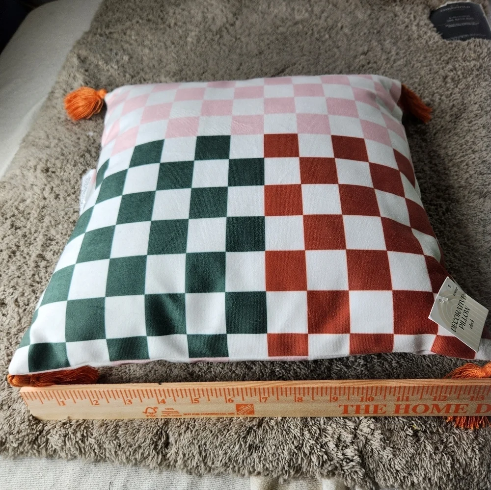2 Fall Decorative Pillows (1 Pumpkin Pillow & 1 Orange Squares Pillow)